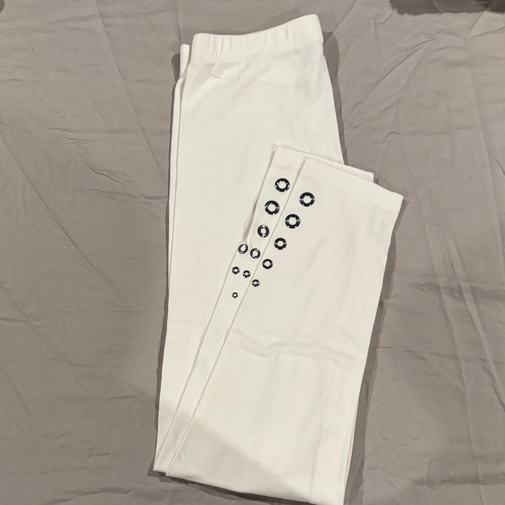 Simply Vera Vera Wang White Leggings with Silver Accents